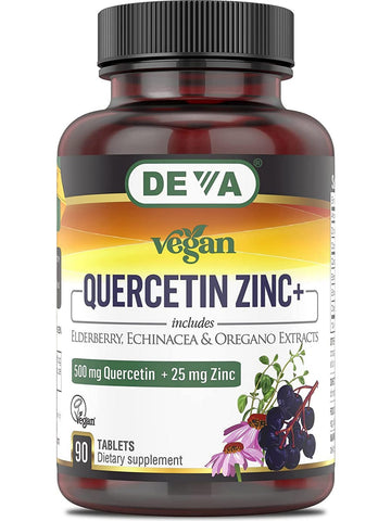 DEVA Nutrition, Vegan Quercetin Zinc+, 500 Mg, 90 Tablets
