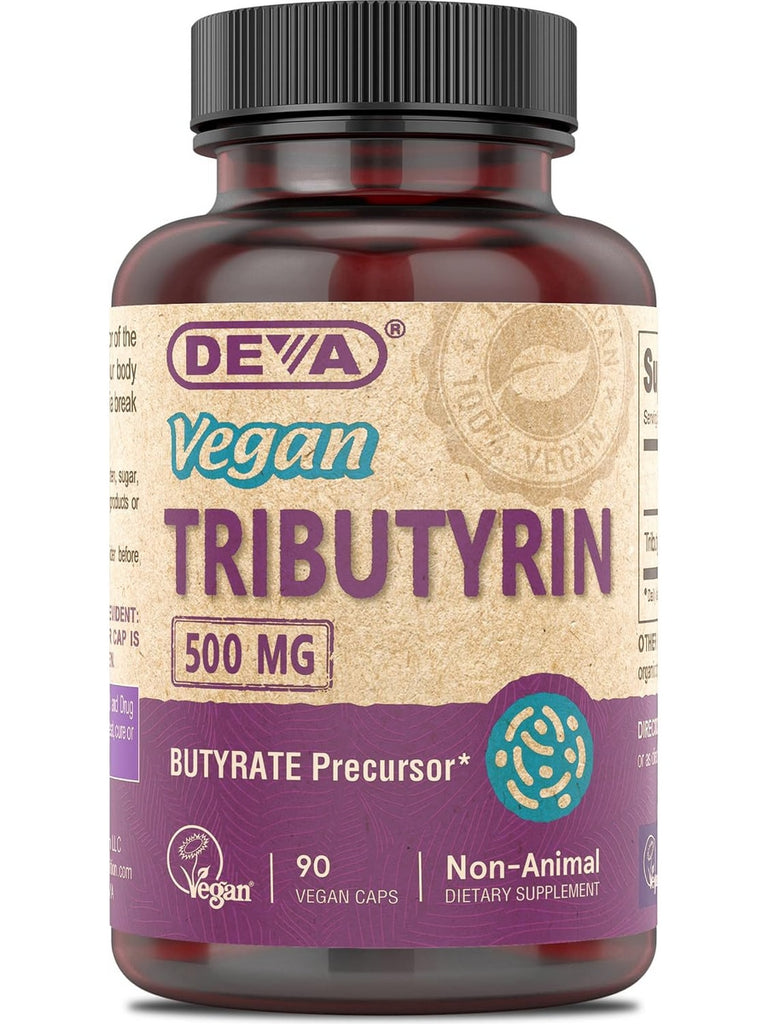 DEVA Nutrition, Vegan Tributyrin, 500 mg, 90 Vegan Caps