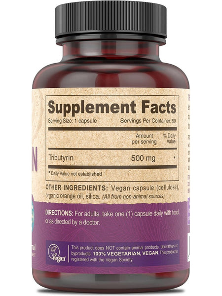 DEVA Nutrition, Vegan Tributyrin, 500 mg, 90 Vegan Caps