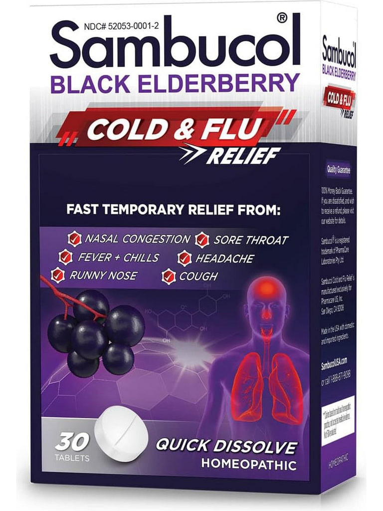Sambucol, Black Elderberry Cold & Flu Relief, 30 Tablets