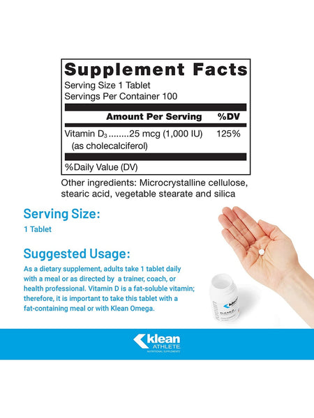 Douglas Labs, Klean-D 25 mcg (1,000 IU), 100 Tablets