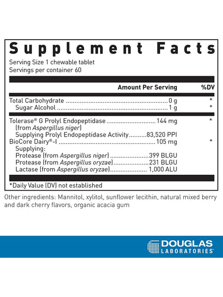 Douglas Labs, Gluten-Dairy Ultra Enzyme, 60 Chewable Tablets