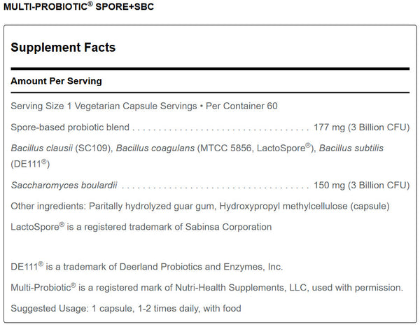 Douglas Labs, Multi-Probiotic Spore + SBC, 60 Vegetarian Capsules