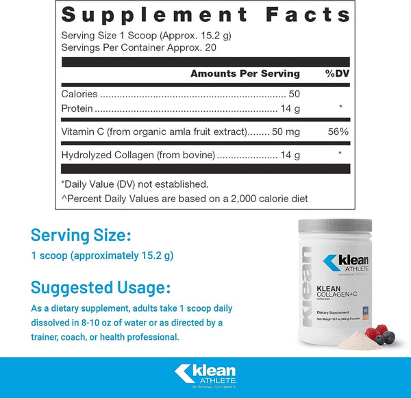 Douglas Labs, Klean Collagen+C, Unflavored, 304 g