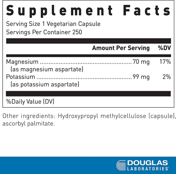Douglas Labs, Magnesium/Potassium Aspartate, 250 Capsules
