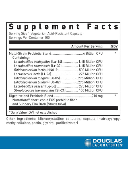 Douglas Labs, Multi-Probiotic® 4 Billion, 100 Vegetarian Acid-Resistance Capsules