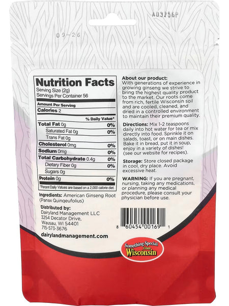 Dairyland Ginseng, American Ginseng Powder, 4 oz