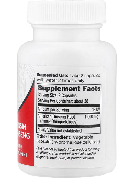 Dairyland Ginseng, Wisconsin American Ginseng, 500 mg, 75 Capsules