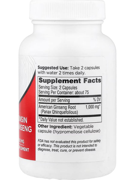 Dairyland Ginseng, Wisconsin American Ginseng, 500 mg, 150 Capsules