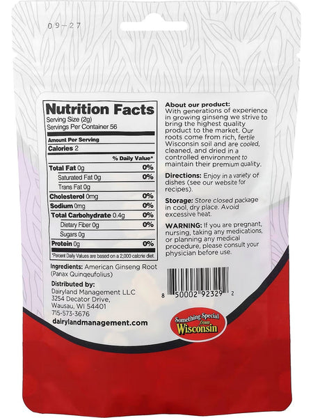 Dairyland Ginseng, American Ginseng Slices, 4 oz
