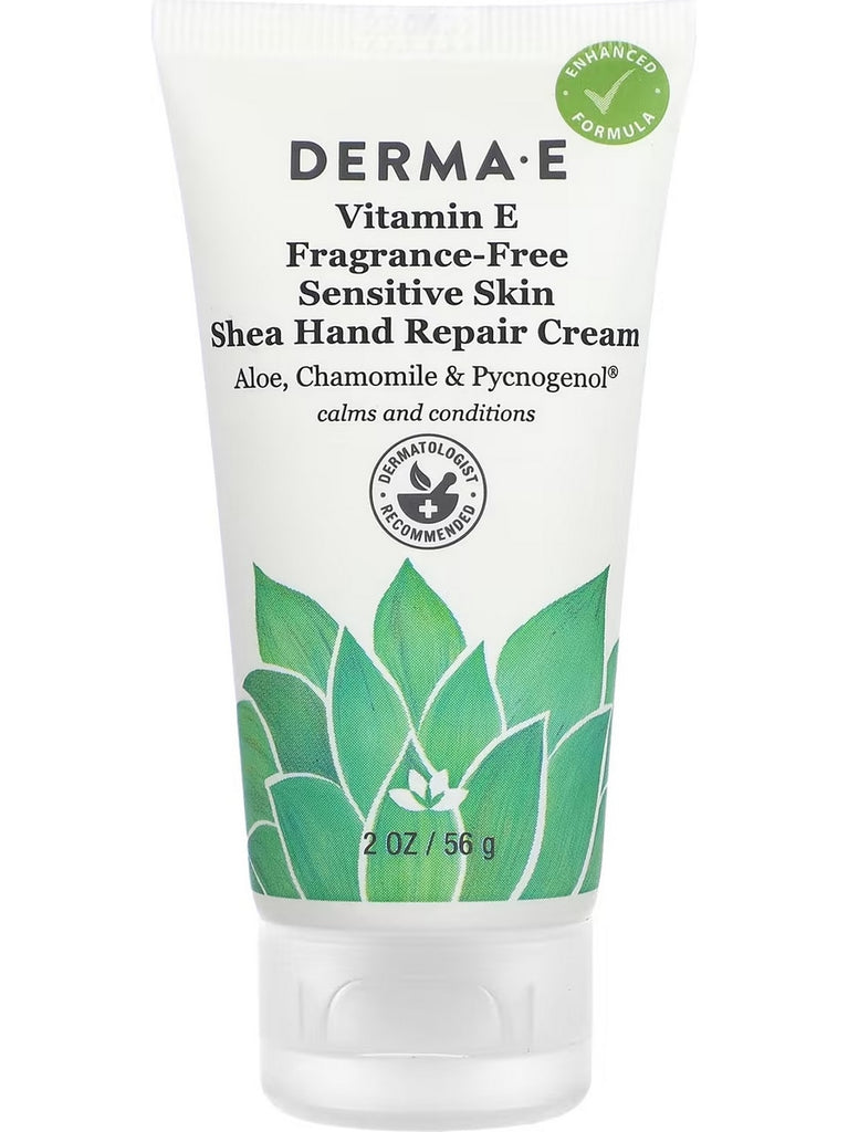 DERMA E, Vitamin E Fragrance-Free Sensitive Skin Shea Hand Repair Cream, 2 oz