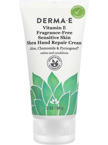 DERMA E, Vitamin E Fragrance-Free Sensitive Skin Shea Hand Repair Cream, 2 oz