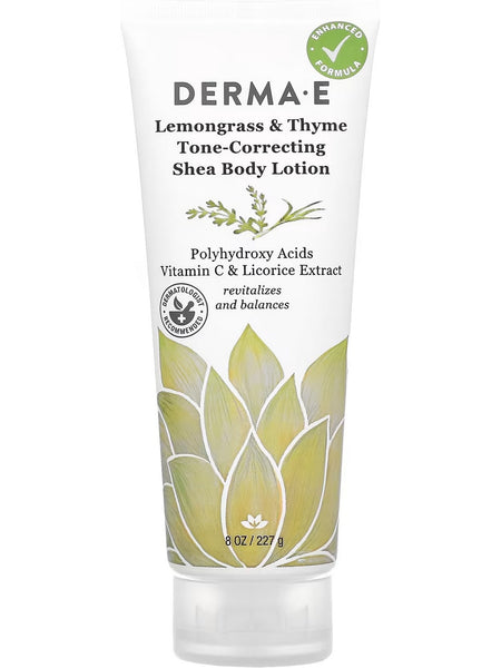 DERMA E, Tone-Correcting Shea Body Lotion, Lemongrass and Thyme, 8 oz