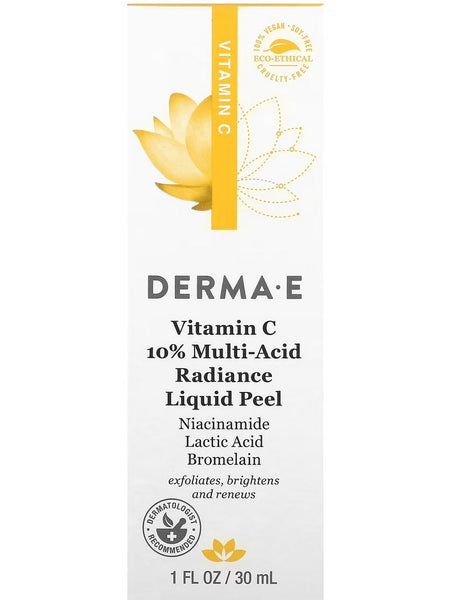 DERMA E, Vitamin C 10% Multi-Acid Radiance Liquid Peel, 1 fl oz