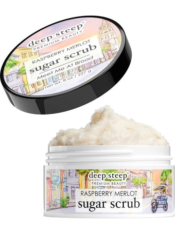 Deep Steep, Sugar Scrub, Meet Me At Broad, Raspberry Merlot, 8 oz