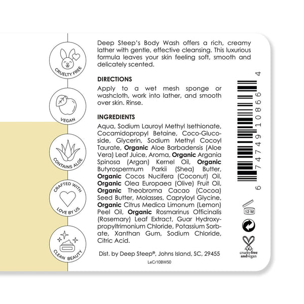 Deep Steep, Body Wash, Lemon Cream, 10 fl oz