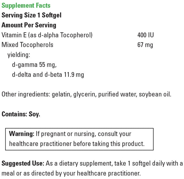 DaVinci Laboratories, Natural Mixed Tocopherol E-400, 60 Softgels