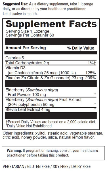 DaVinci Laboratories, Zinc Lozenge + Elderberry, 60 Lozenges