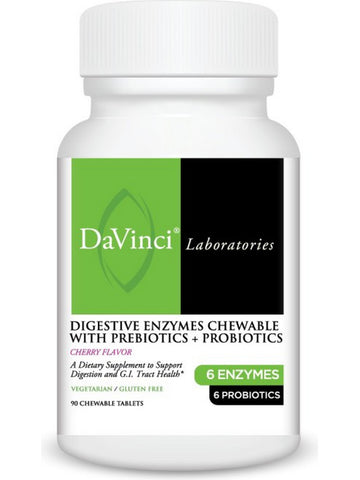 DaVinci Laboratories, Digestive Enzymes Chewable with Prebiotics + Probiotics, Cherry, 90 Chewable Tablets
