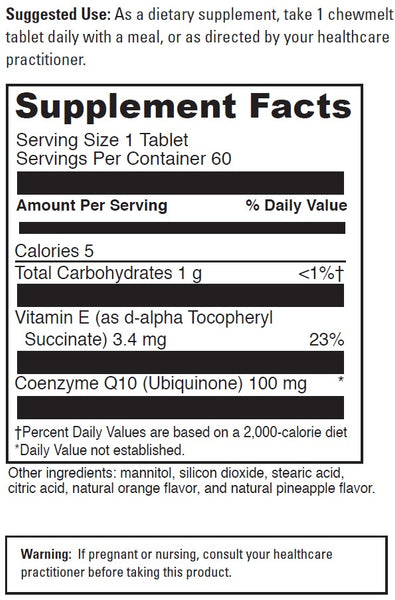 DaVinci Laboratories, Coenzyme Q10 Chewmelt 100 MG, 60 Chewable Tablets
