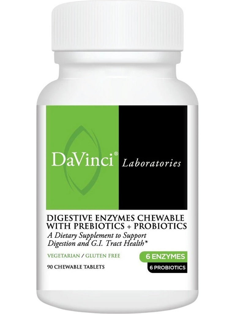 DaVinci Laboratories, Digestive Enzymes Chewable with Prebiotics + Probiotics, 90 Chewable Tablets