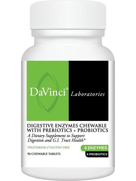 DaVinci Laboratories, Digestive Enzymes Chewable with Prebiotics + Probiotics, 90 Chewable Tablets