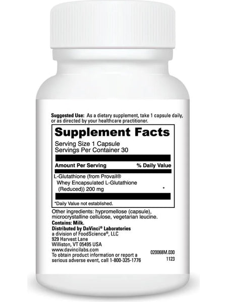 DaVinci Laboratories, Glutathione, 30 Capsules