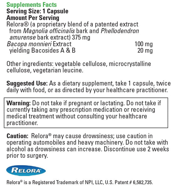 DaVinci Laboratories, Relora® With Bacopa, 60 Capsules
