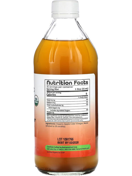 Dynamic Health, Apple Cider Vinegar with Mother, Glass, 16 fl oz