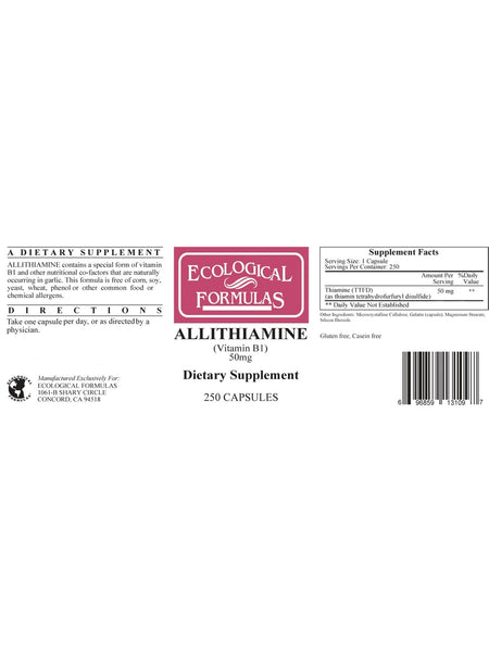 Ecological Formulas, Allithiamine, 50 mg, 250 Capsules