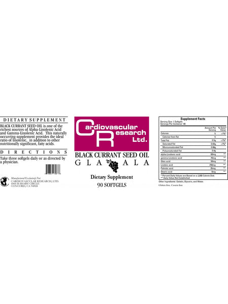 Cardiovascular Research Ltd., Black Currant Seed Oil, 90 Softgels