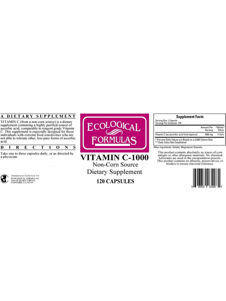 Ecological Formulas, Vitamin C-1000, 120 Capsules