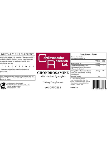Cardiovascular Research Ltd., Chondrosamine, 60 Softgels