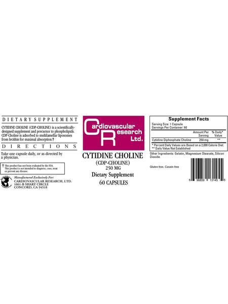 Cardiovascular Research Ltd., Cytidine Choline, 250 mg, 60 Capsules