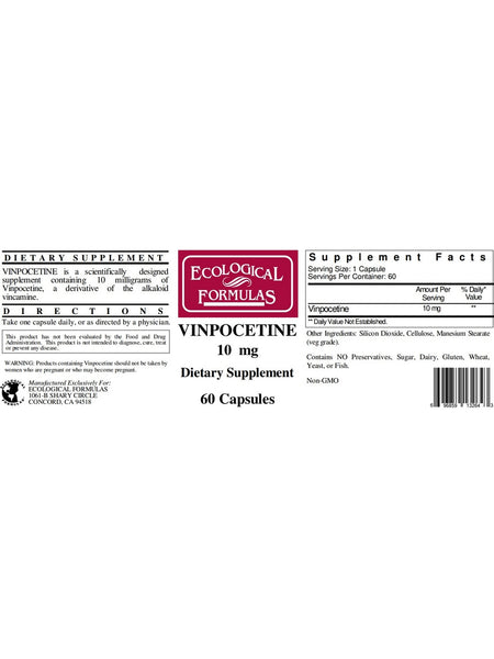 Ecological Formulas, Vinpocetine, 10 mg, 60 Capsules
