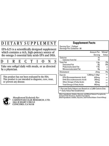 Cardiovascular Research Ltd., EPA-625, 90 Softgels