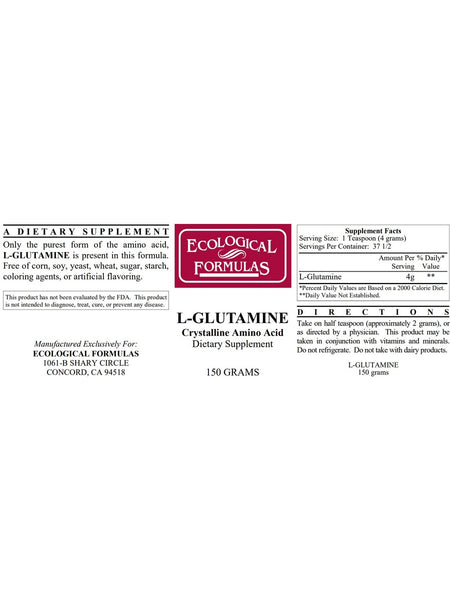 Ecological Formulas, L-Glutamine, 150 grams