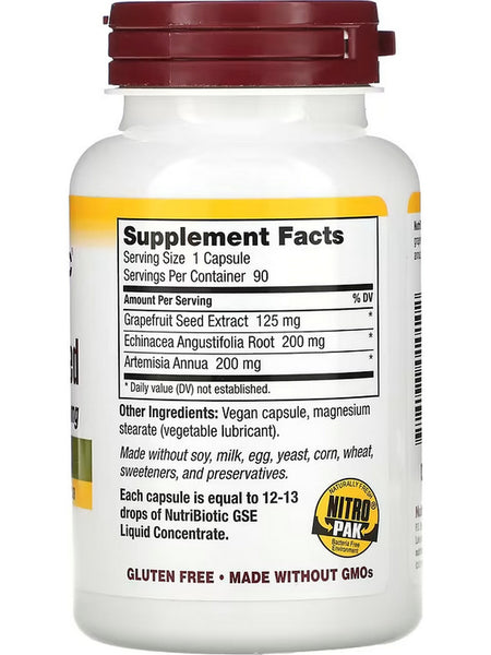 NutriBiotic, Grapefruit Seed Exctract, 125 mg, 90 Vegan Capsules