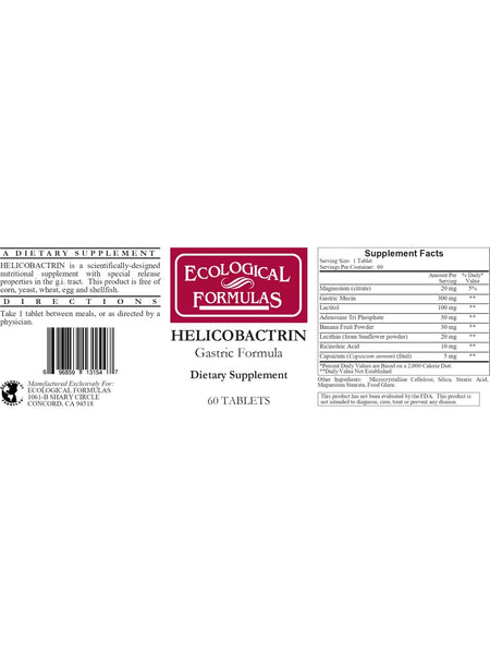 Ecological Formulas, Helicobactrin, 60 Tablets