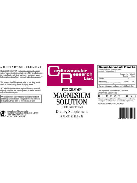 Cardiovascular Research Ltd., Magnesium Solution, 8 fl oz