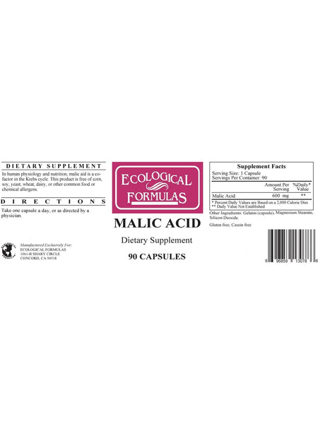 Ecological Formulas, Malic Acid, 90 Capsules