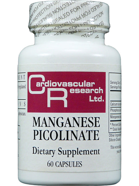 Cardiovascular Research Ltd., Manganese Picolinate, 60 Capsules