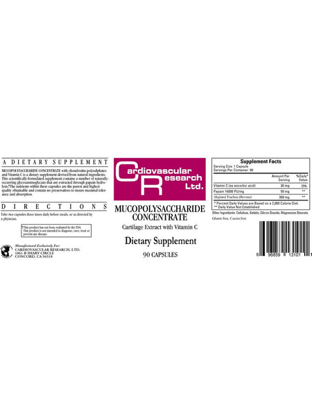 Cardiovascular Research Ltd., Mucopolysaccharide Concentrate, 90 Capsules