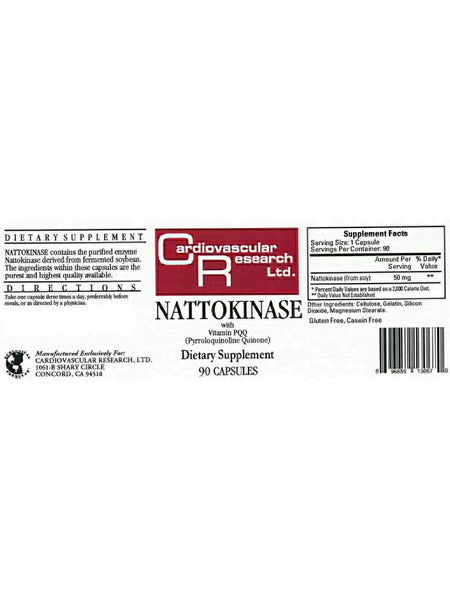 Cardiovascular Research Ltd., Nattokinase, 90 Capsules