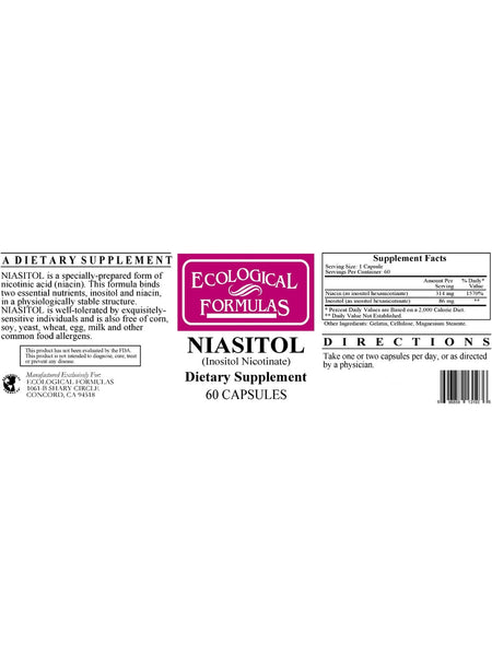 Ecological Formulas, Niasitol, 60 Capsules