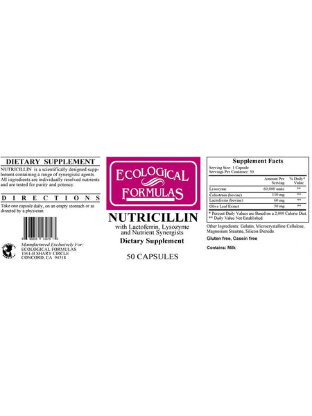 Ecological Formulas, Nutricillin, 50 Capsules