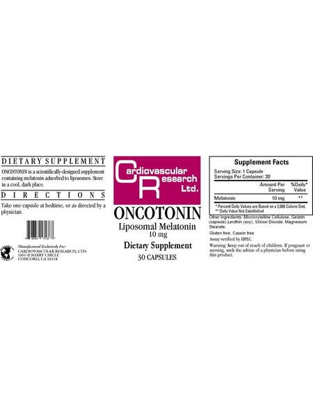 Cardiovascular Research Ltd., Oncotonin, 10 mg, 30 Capsules