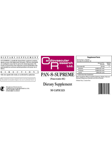 Cardiovascular Research Ltd., Pan-8-Supreme, 90 Capsules