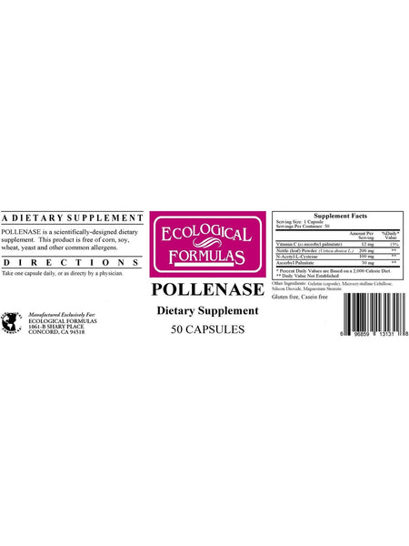 Ecological Formulas, Pollenase, 50 Capsules