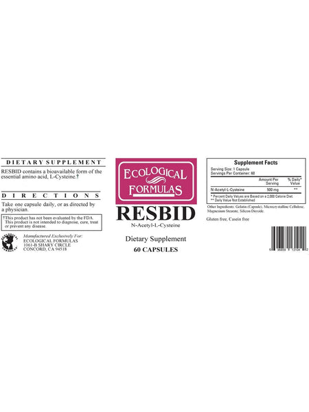 Ecological Formulas, Resbid, 60 Capsules